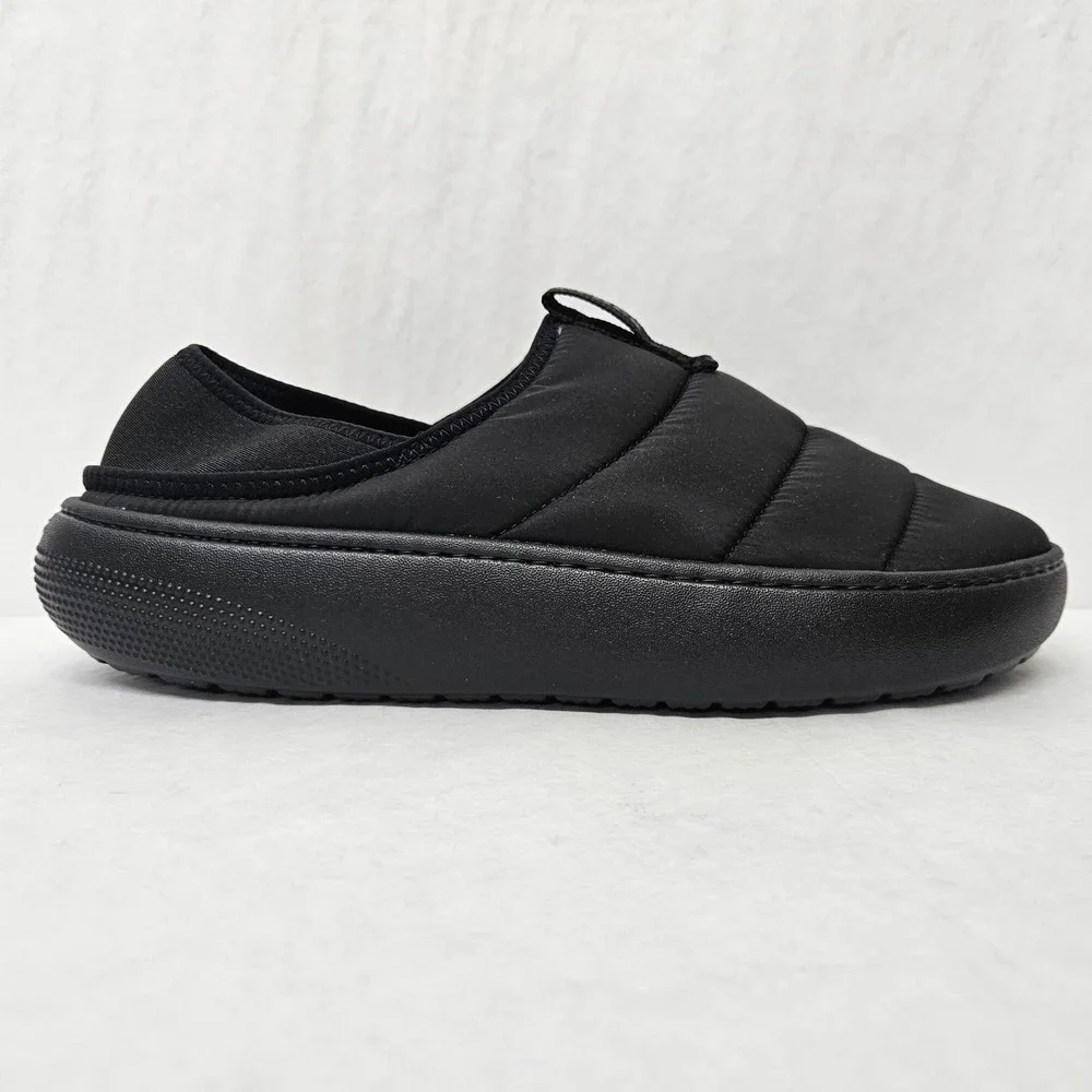 Crocs Classic Puff Moc Faux Fur Lined Slippers 210706-060 Black Mens Size 11